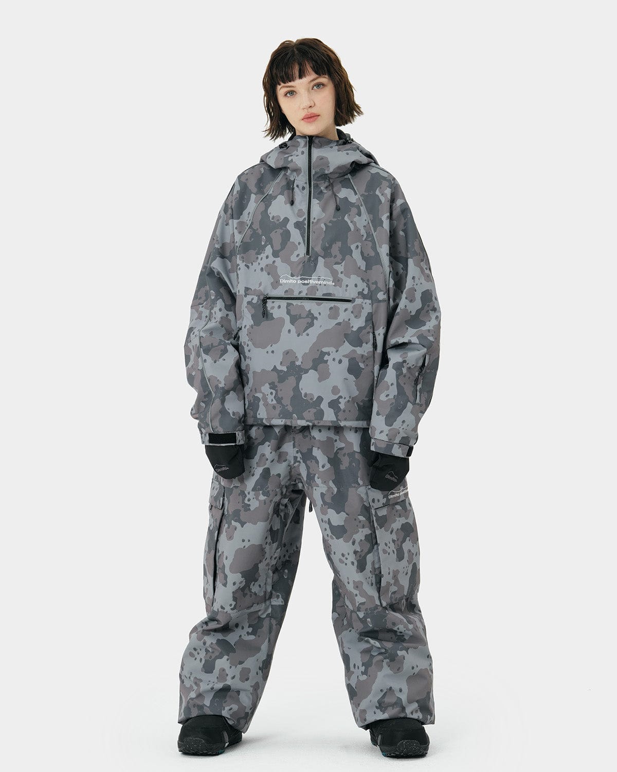 VERT WIDE CARGO PANTS DOT CAMO GREY (Wide Fit)